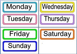 Vocabulary: Days of the week